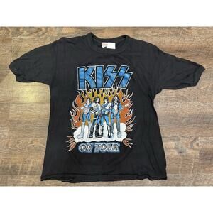 Vintage KISS Parking Lot 1978 Tour Tee Medium Ringer Shirt 2 Sided